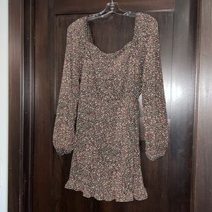 floral square neck mini dress